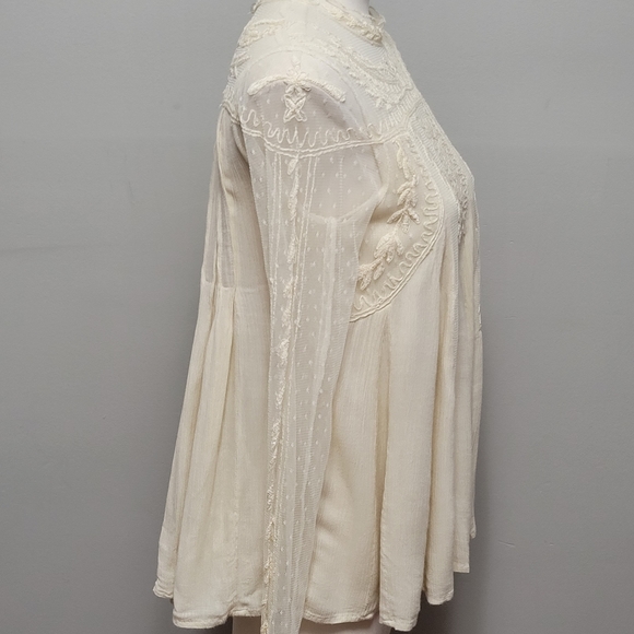 Buckle Sixes & Sevens cream embroidered mesh blouse size xs - Picture 5 of 10